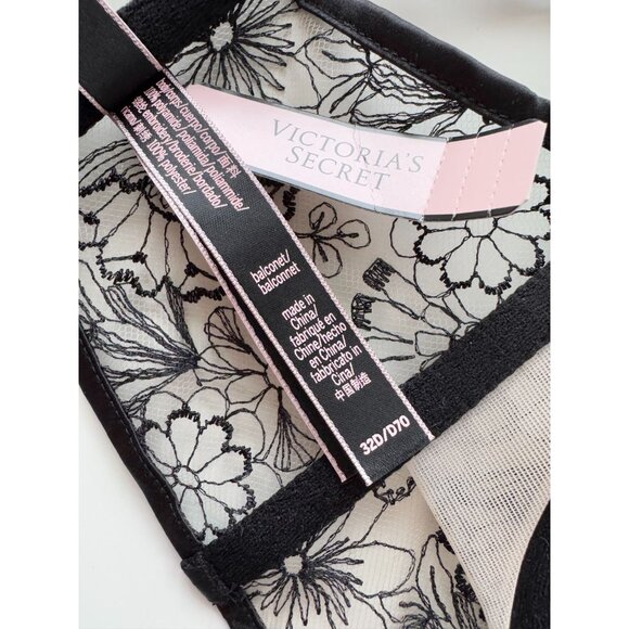 NWT VICTORIA'S SECRET Very Sexy Floral Embroidered Push-Up Bustier Bra, Size 32D - Picture 11 of 16